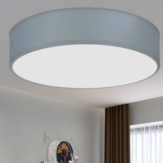ZMH Deckenlampe Schlafzimmer Deckenleuchte Rund - 2 Flammig E27 Wohnzimmerlampe Stoff Modern Schlafzimmerlampe Grau Küchenlampe mit Stoffschirm Flurlampe für Wohnzimmer Küche Flur Ø38CM