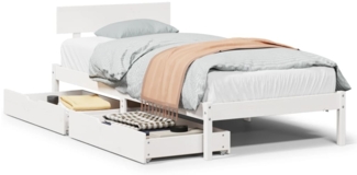 vidaXL Massivholzbett ohne Matratze Weiß 90x190 cm Kiefernholz 3301501