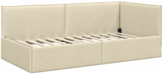 vidaXL Eckbettgestell mit Kopfteil Creme 100 cm x 200 cm Stoff 42016477