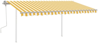 vidaXL Markise Manuell Einziehbar mit LED 4,5x3,5 m Gelb & Weiß 3070043