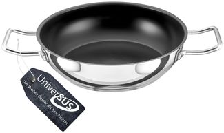GastroSUS Industar PLUS Schmorpfanne mit UniverSUS Oberflächenstruktur, ohne PFAS/PTFE, 163151-24, Edelstahlpfanne Induktion, 24 cm
