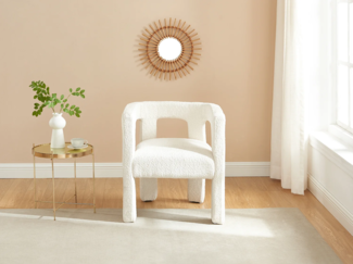 Vente-unique - Stuhl mit Armlehnen 2er-Set - Bouclé-Stoff & Metall - Weiß - SOFANA von Pascal MORABITO