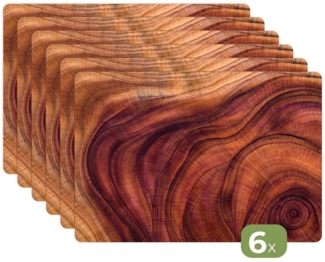 MuchoWow Platzset Glatte Holzstruktur aus geschwungenen Linien, (6-St), Platzsets, Tischset, Abwaschbar, Tischsets, Platzdeckchen