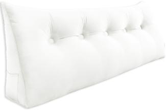 VERCART Großes Keilkissen, Langes Lesekissen, Bettruhe Rückenkissen, Dreieckiges Liegekissen, Dekoratives Kopfteilkissen für Tagesbett oder Tiefes Sofa, Samt Weiß, 160cm