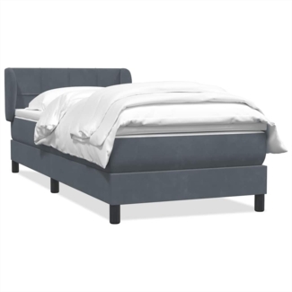vidaXL Boxspringbett mit Matratze Dunkelgrau 80x210 cm Samt 3317506