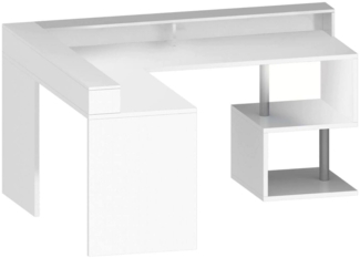 Dmora Schreibtisch Auletta, Eckschreibtisch mit Ablagefächern, Mehrzweck-Büroschreibtisch mit Platte, 180x92,5x160 cm, Weiß