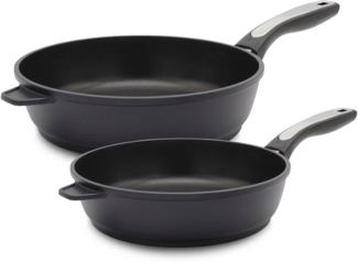 Krüger Pfannen-Set Delta, Aluminiumguss (Set, 2-tlg), Ø 24/28 cm, Induktion
