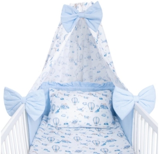 Amilian Babybettwäsche Kinderbettwäsche 100x135 Set - Kissenbezug 40x60 - Himmel, Vollstoffhimmel, 7 teilig