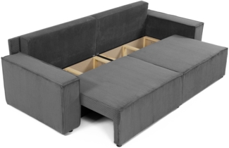 Schlafsofa Kobaro Cord mit L-Funktion, 2 Bettkästen und Schlaffunktion (Farbe: Poso 14)