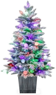 COSTWAY Künstlicher Weihnachtsbaum, 100cm, 80 mehrfarbige LEDs, 148 Spitzen