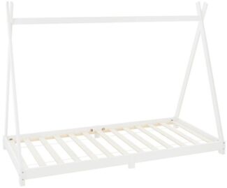 ML-DESIGN Kinderbett Hausbett Tipi Zeltbett inkl. Lattenrost Bodenbett Kinder Himmelbett, Abenteuerbett zum Spielen Zelt Spielbett Kiefer Bettenhaus Bett Weiß