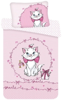 Disney Kinder Baby Bettwäsche Marie Aristocats Rosa gestreift Bettdecke 100x135 + Kopfkissen 40x60 cm 100 % Baumwolle