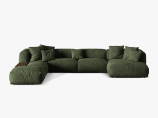 Micadoni Panorama-Ecksofa Martina 5-Sitzer Samt Grün Links