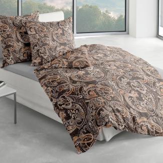 Traumschlaf Biber Bettwäsche Gent braun|155x220 cm + 80x80 cm