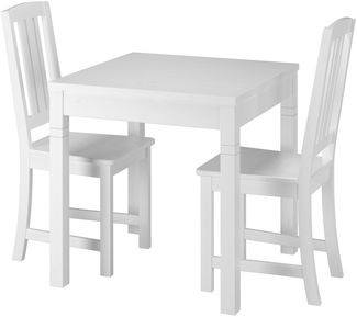 Schöne kleine Essgruppe mit Tisch und 2 Stühle Kiefer Massivholz waschweiß 90.70-50 B W-Set 22