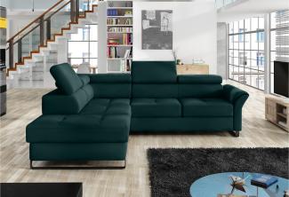 Stylefy Aventine Ecksofa Velours Grün Links