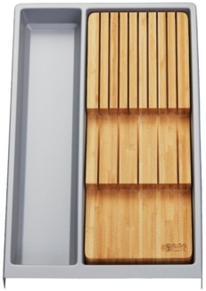SO-TECH® Schubladeneinsatz SEPARADO Individual (300 x 474 x 51 mm) ab 40cm Schrankbreite (1 St), inkl. Bambus Mehrzweckeinsatz silbergrau genarbt für bis zu 9 Messer