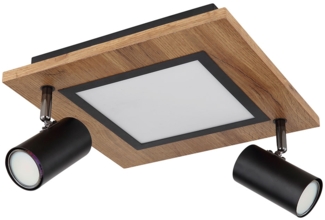 LED Deckenleuchte, Holzoptik, Strahler schwenkbar L 30 cm