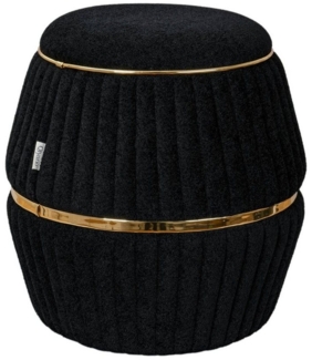 Qiyano Hocker Sitzhocker Teddy Schwarz - Ziernähte, Wohn-, Schlafzimmer (1 St)