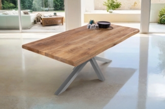 Esstisch Baumkante massiv Mango 180 x 90 Spider-Gestell silber CALI 140108962