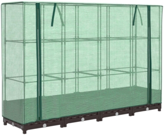 vidaXL Hochbeet mit Gewächshaus-Aufsatz Rattan-Optik 160x40x123 cm 4015798