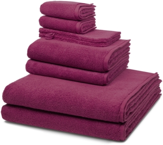 Ross Sensual Skin 8 tlg. Frottier-Set - 2 X Handtuch (50 X 100cm), 2 X Duschtuch (75 X 140cm), 2 X Gästetuch (30 X 50cm), 2 X Waschhandschuh (16 X 22cm) - 500 g/m2 - Fuchsia