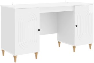 vidaXL Schreibtisch Glänzend Weiß 142,5 x 50 x 75 cm Holzwerkstoff 3414580
