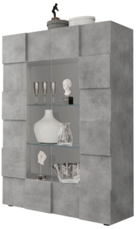 INOSIGN Vitrine Dama Höhe 166 cm, Breite 121 cm, Stauraumvitrine mit 2 Türen, Standvitrine - Front in 3D-Optik, viel Stauraum, verschiedene Farben