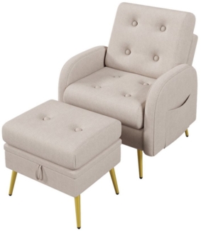 MODFU Ohrensessel Freizeitstuhl mit Fußstütze (Loungesessel, Polsterstuhle, Einzelsofa, 1-St, neigbar, 68*77*85+52*42*47cm), mit 3-stufig verstellbar Rückenlehne, seitlicher Ablage