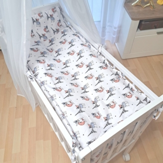 Bettwäsche Wiegenset Pariser Tierfreunde – weiche Baumwolle