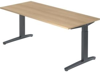 'XB19' Schreibtisch, C-Fuß, 180x80 cm, Eiche / Graphit