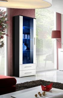 Vitrine Neo1 in Schwarz und Weiß 60 x 190 cm