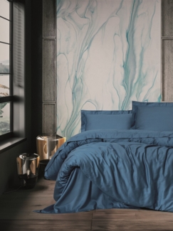 Satin-Doppelbettbezug-Set (DE), 'Elegant', Blau