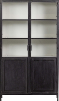 Basiclabel Vitrine Nora aus Metall, Schwarz, 110x40x189 cm