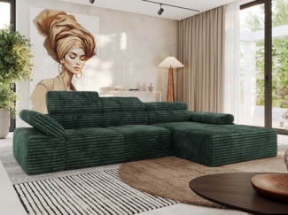 Ecksofa mit Relax-funktion, Elektrisch verstellbarer Sitz, L-förmige Ecke mit Armlehnen, Wellenfeder - RILASSO - rechts Seite