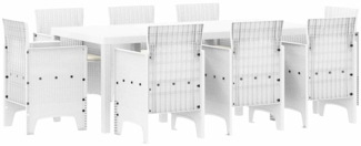 vidaXL Garten Essgruppe 9 pcs Weiß Polt Rattan 3378586
