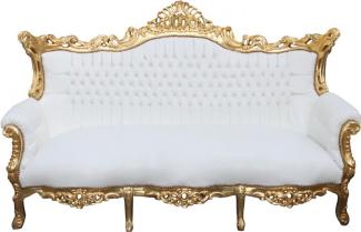 Casa Padrino Barock 3-er Sofa Master Weiss / Gold - Antik Möbel