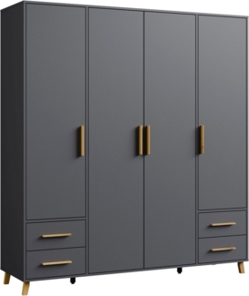 rauch Drehtürenschrank Kleiderschrank Schrank Garderobe Wäscheschrank SHINJO (in 3 verschiedenen Ausstattungen BASIC/CLASSIC/PREMIUM) Griffe und Füße aus Massivholz mit 2 Schubladen MADE IN GERMANY