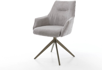 Drehstuhl Alja-Flex mit Armlehnen Cord Silbergrau Kreuzgestell breit Effektfinish Titan 360° drehbar Taschenfederkern