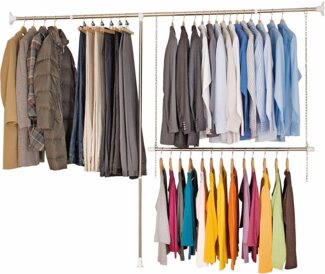 WENKO Teleskopregal Garderobe, Set 3-tlg, flexibles Kleiderstangensystem, belastbar bis 110 kg
