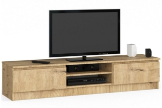 Home Collective TV-Schrank 160cm breit mit zwei Türen und zwei offenen Regalen, moderner Lowboard, Wohnzimmer Schlafzimmer in artisan Eiche