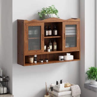 STILVORA Wandhängeschrank mit Glastüren®alen,Wandschrank Badezimmerschrank mit Stauraum, 90 cm Retro 2-Türiger Schiebeschrank, Tragkraft 35 kg (Schrankregal: 10 kg)