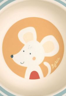 Sigikid Kindergeschirr-Set Kindergeschirr Schüssel Maus rPET "4 Freunde" (5-tlg), Material außen: 100% rPET, Material innen: Silikonring im Boden