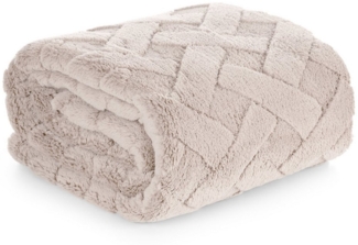 Wohndecke CARO Design91 Karierte Kuscheldecke ideales Geschenk Weiche warme Decke 70x160 cm beige