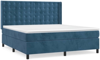 vidaXL Boxspringbett mit Matratze Dunkelblau 180x200 cm Samt 3132937
