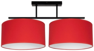 Licht-Erlebnisse Deckenleuchte BIRNO, ohne Leuchtmittel, Metall Stoff E27 Schwarz Rot Weiß 2-flammig länglich Modern