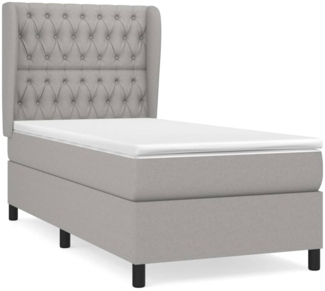 vidaXL Boxspringbett mit Matratze Hellgrau 100x200 cm Stoff 3128181