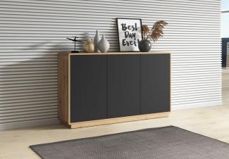 Kommode Sideboard Aston 160cm Taurus Eiche schwarz 3-türig