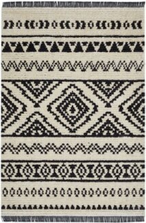 LUXOR living Teppich Ovada 3, rechteckig, Höhe: 25 mm, modernes schwarz/weiß Design, mit Fransen