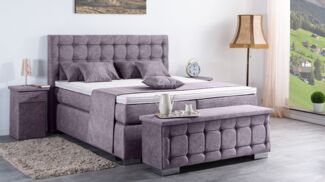 Meisterbetten Boxspringbett Lanz 120x220 in DS-Grau, Matratzenbezug Nano, Ergoflex-Topper